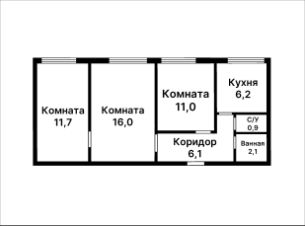 3-комн.кв., 53 м², этаж 16