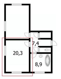комната 20/20 м², этаж 2