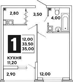 1-комн.кв., 33 м², этаж 10