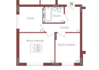 2-комн.кв., 44 м², этаж 4