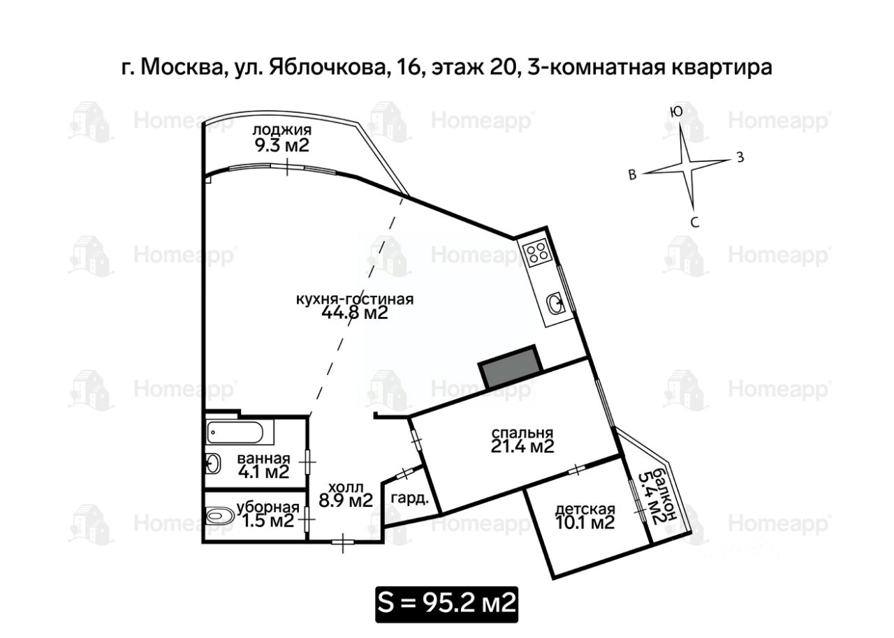 Купить 3-комнатную квартиру на улице Яблочкова в Москве, продажа  трехкомнатных квартир во вторичке и первичке на Циан. Найдено 13 объявлений