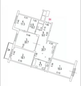 4-комн.кв., 115 м², этаж 3