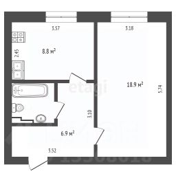 1-комн.кв., 38 м², этаж 1