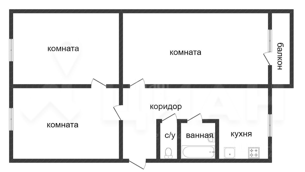 Планировка этой квартиры по данным Циан