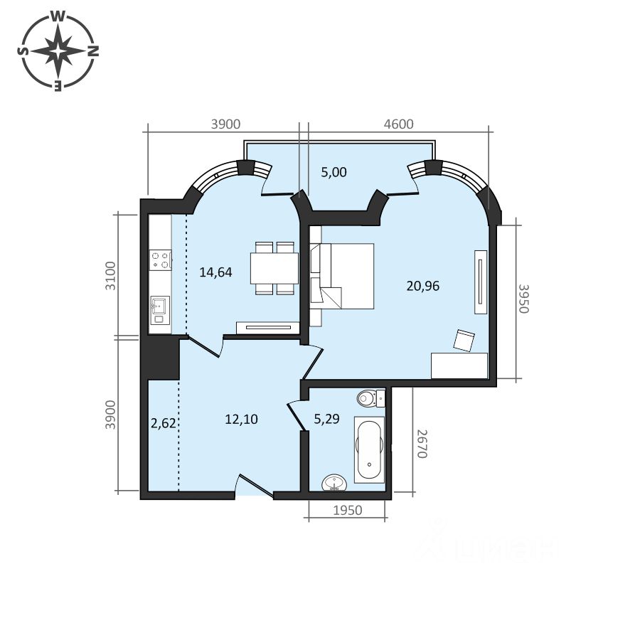 Продаю двухкомнатную квартиру 60,6м² ул. Быстринская, 2, Хабаровск,  Хабаровский край - база ЦИАН, объявление 298143026