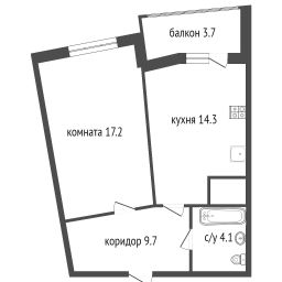 1-комн.кв., 45 м², этаж 8