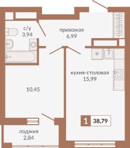 1-комн.кв., 39 м², этаж 20