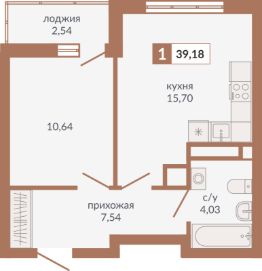 1-комн.кв., 39 м², этаж 13