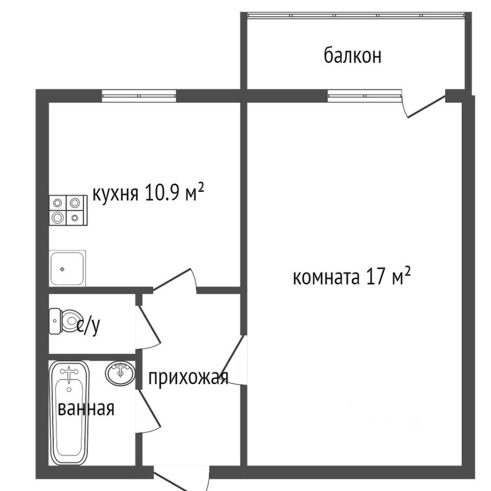 Планировка этой квартиры по данным Циан