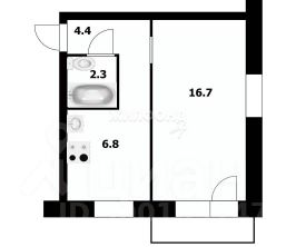 1-комн.кв., 30 м², этаж 3