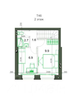 2-этаж. таунхаус 46 м²