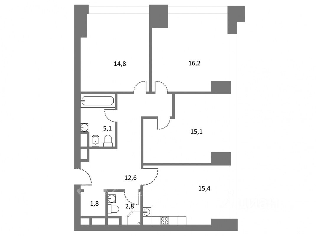 Купить трехкомнатную квартиру 85м² Мичуринский просп., 56, Москва, м.  Раменки - база ЦИАН, объявление 300201786