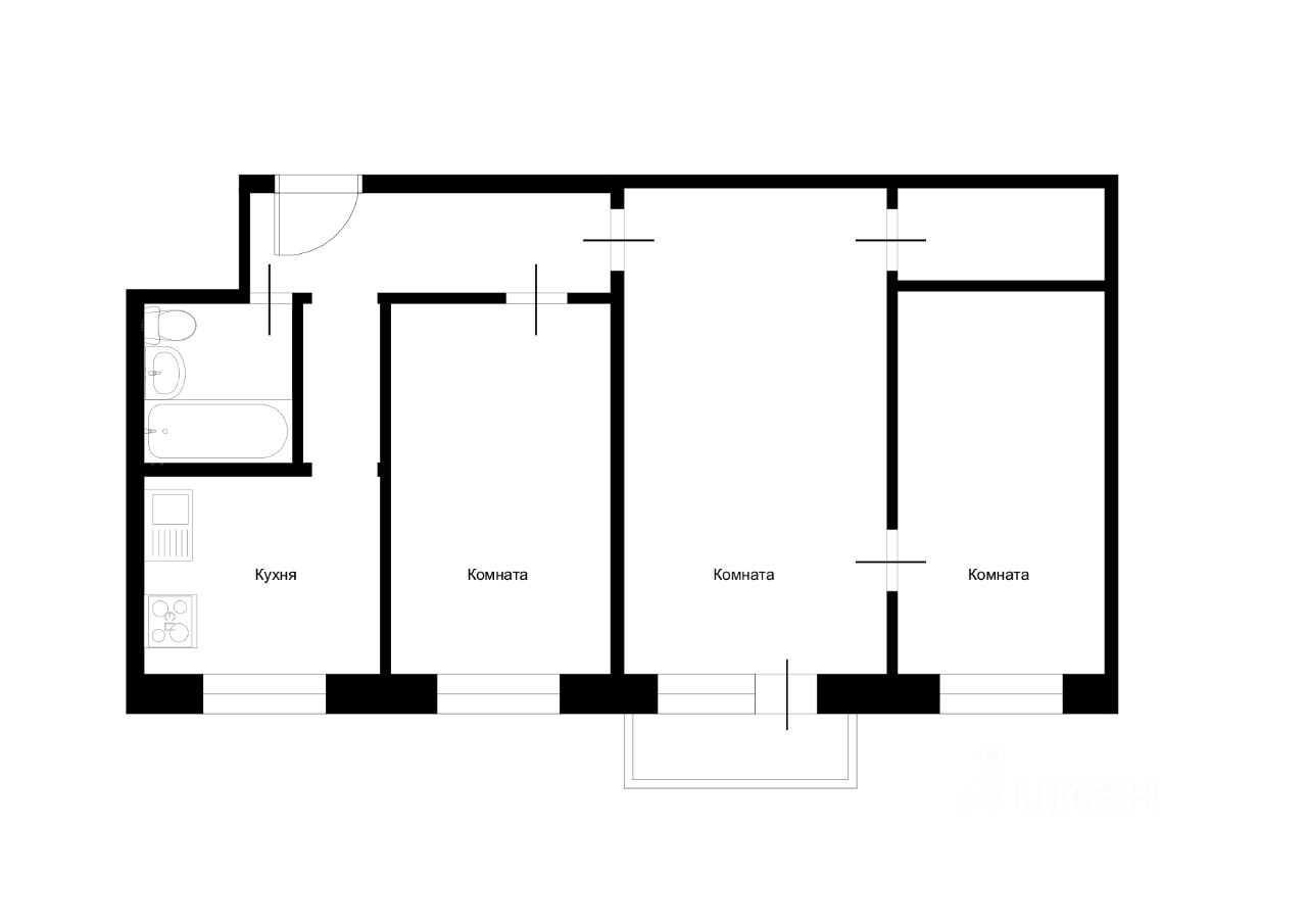 Купить трехкомнатную квартиру 60,1м² Молодежная ул., 16/12, Химки,  Московская область, Химки городской округ, м. Планерная - база ЦИАН,  объявление 300209856