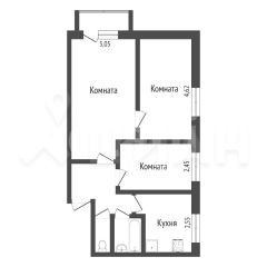 3-комн.кв., 51 м², этаж 2