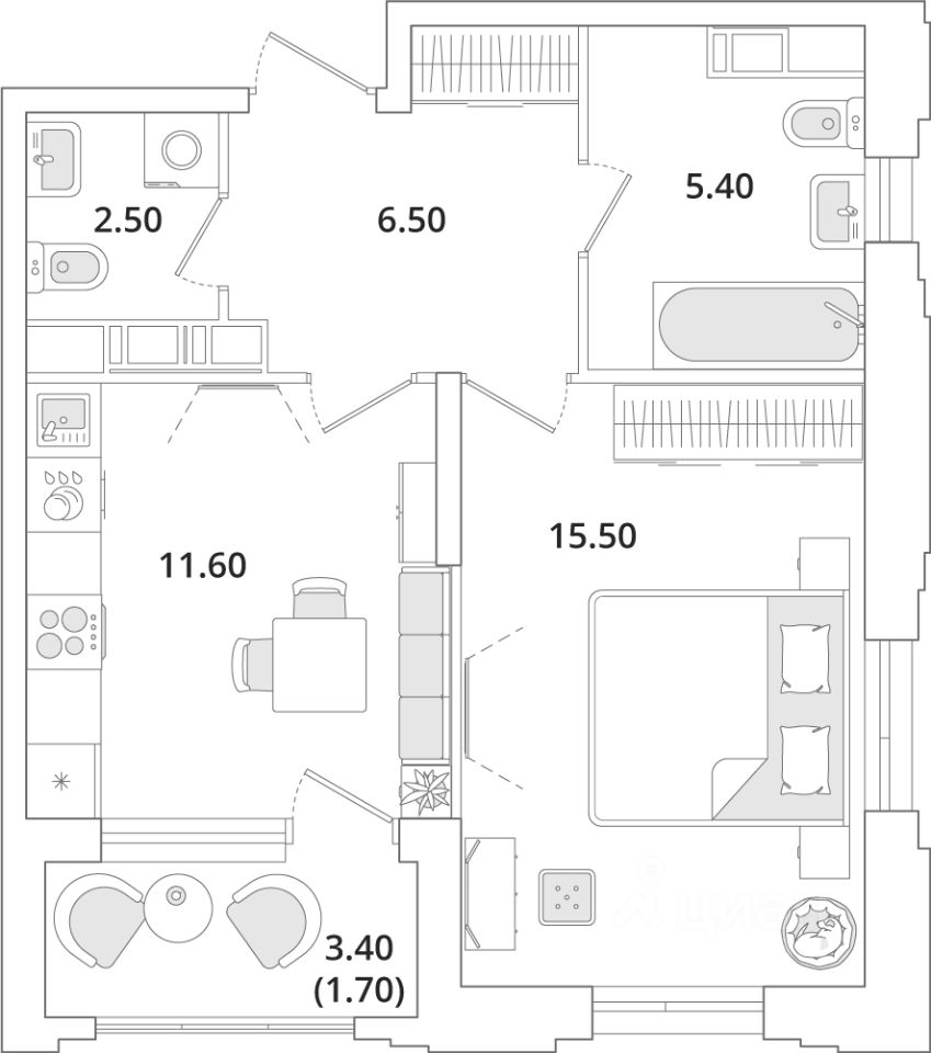 Продается1-комн.квартира,43,3м²