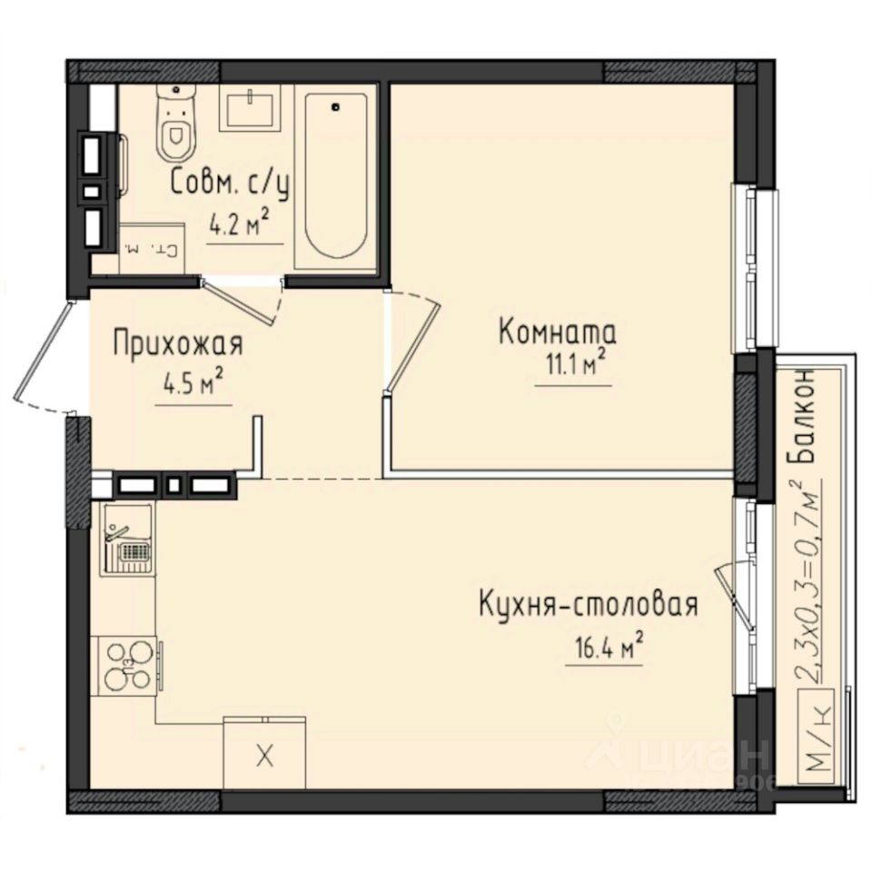 1-комн.кв., 36,9 м², 9/10 этаж