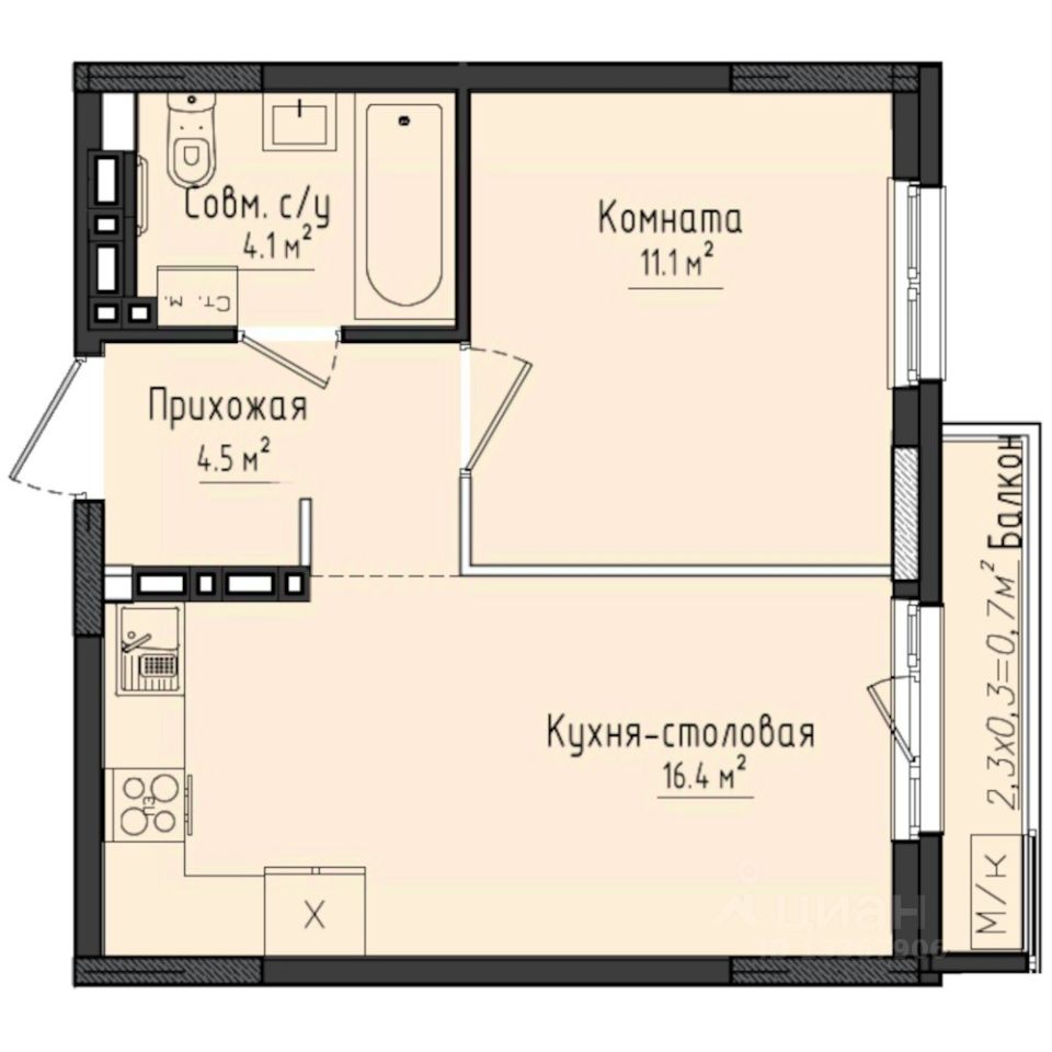 1-комн.кв., 36,8 м², 10/10 этаж