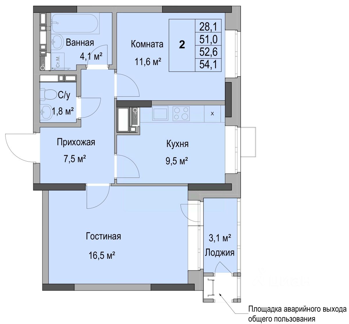 Купить двухкомнатную квартиру 52,6м² Ижевск, Удмуртская респ., Южный жилой  район, Леонов Дом Героев жилой комплекс - база ЦИАН, объявление 300295176