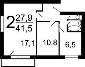 2-комн.кв., 41 м², этаж 5