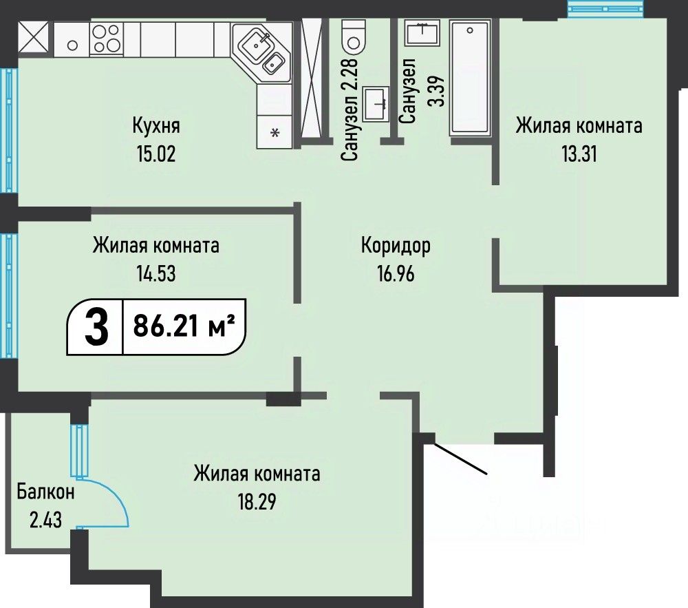 Купить 3-комнатную квартиру в новостройках в поселке Капельница Иноземцево  поселка городского типа, цена на официальном сайте от застройщика, продажа  3-комнатных квартир в новом доме. Найдено 26 объявлений.