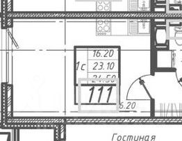 студия, 25 м², этаж 2