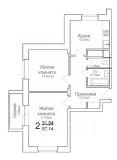 2-комн.кв., 57 м², этаж 5