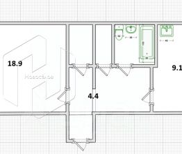 1-комн.кв., 45 м², этаж 7