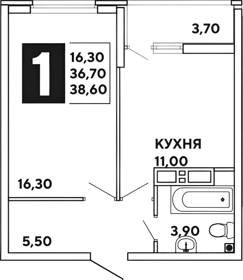 Планировка этой квартиры по данным Циан