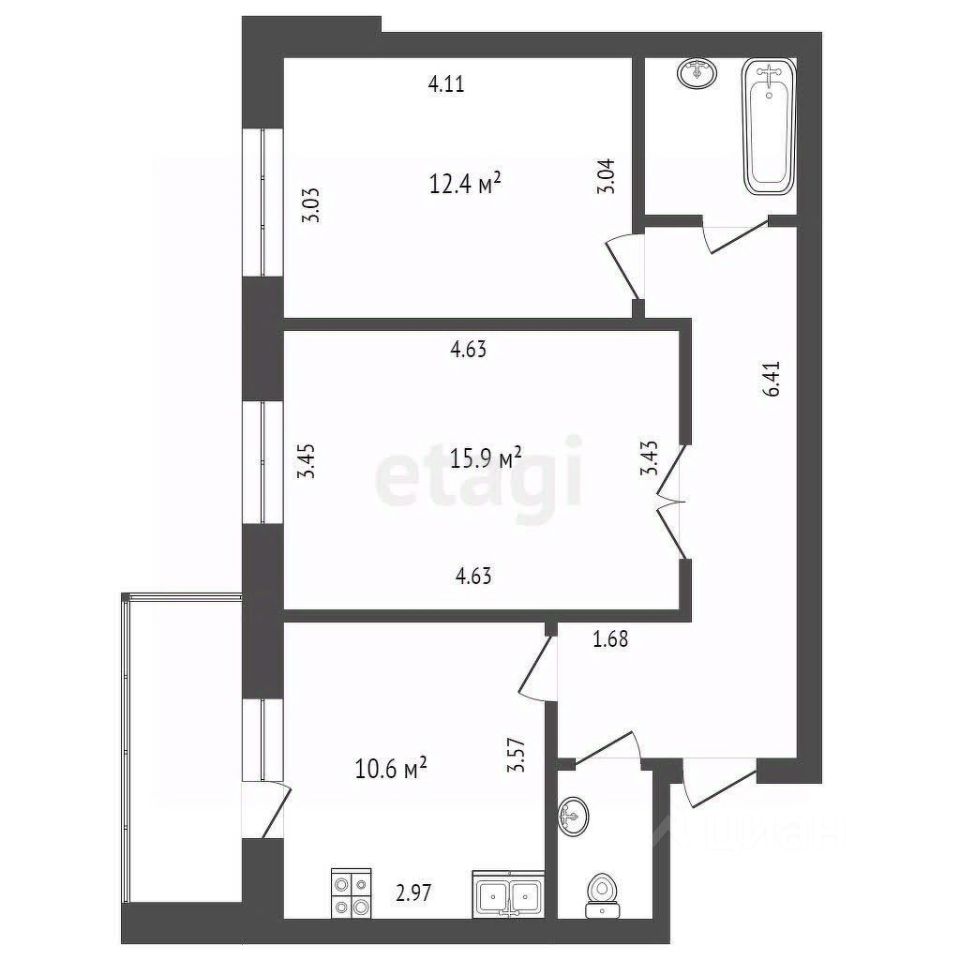 Продажа двухкомнатной квартиры 57,5м² ул. Космонавта Беляева, 3, Вологда,  Вологодская область - база ЦИАН, объявление 300432724