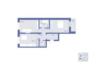 3-комн.кв., 66 м², этаж 16