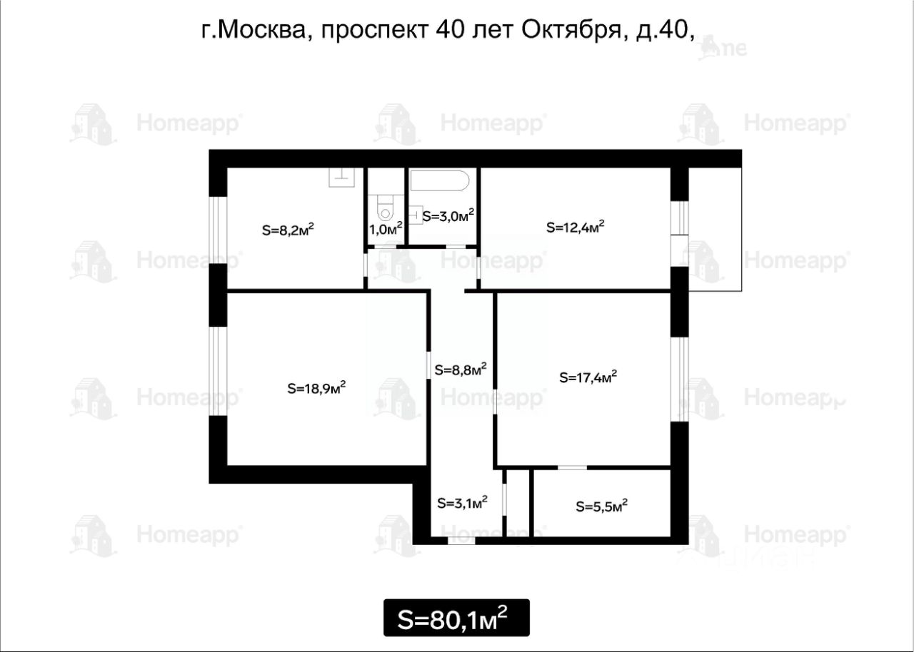 Купить 3-комнатную квартиру на проспекте 40 лет Октября в Москве, продажа  трехкомнатных квартир во вторичке и первичке на Циан. Найдено 4 объявления