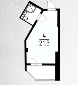 1-комн.апарт., 21 м², этаж 2