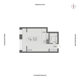 1-комн.кв., 34 м², этаж 18