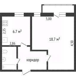 1-комн.кв., 36 м², этаж 1
