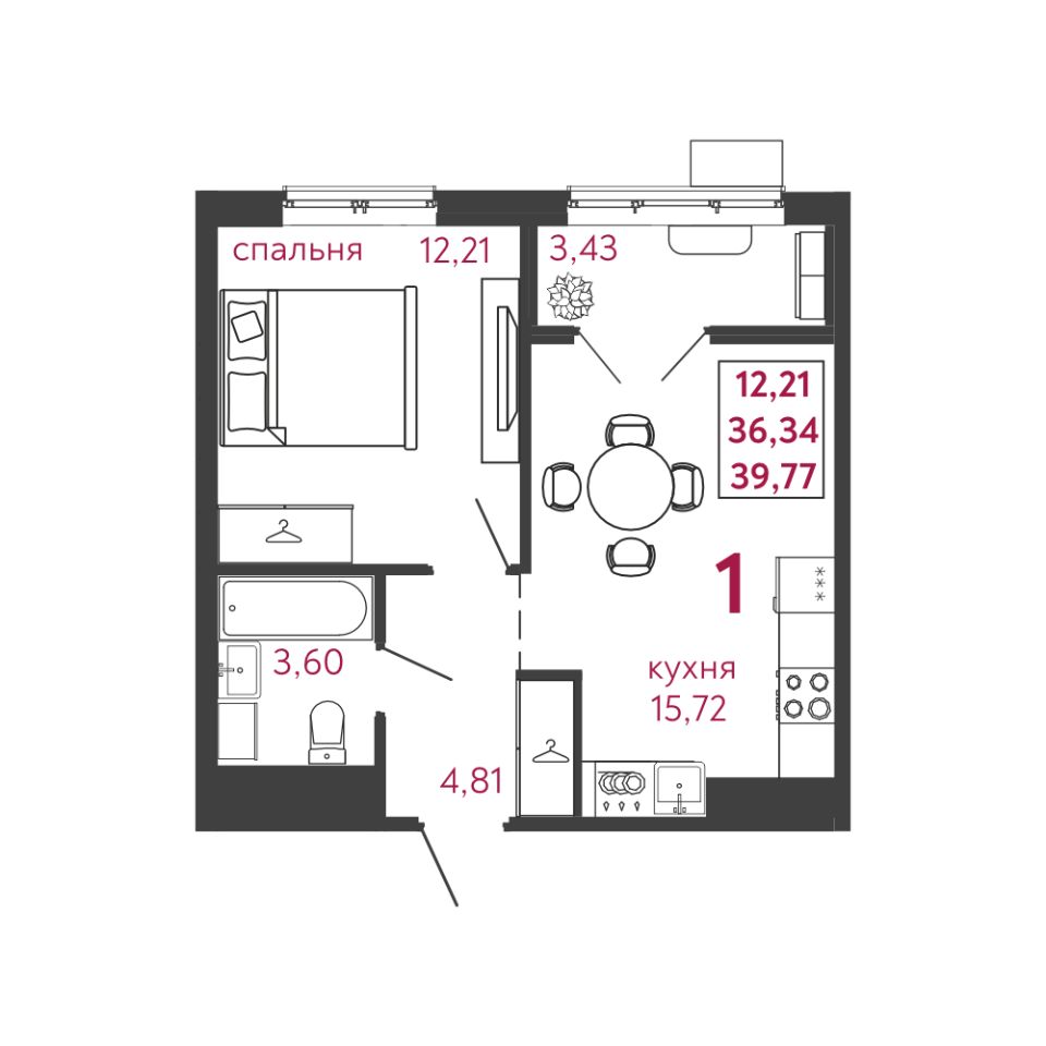 Продажа однокомнатной квартиры 39,8м² Пенза, Пензенская область, ГПЗ-24  микрорайон, Новобережье жилой комплекс - база ЦИАН, объявление 300920620