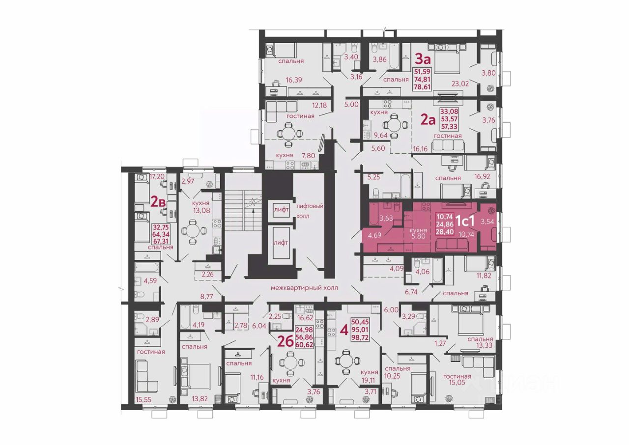 Купить квартиру-студию 28,4м² Пенза, Пензенская область, ГПЗ-24 микрорайон,  Новобережье жилой комплекс - база ЦИАН, объявление 300920436