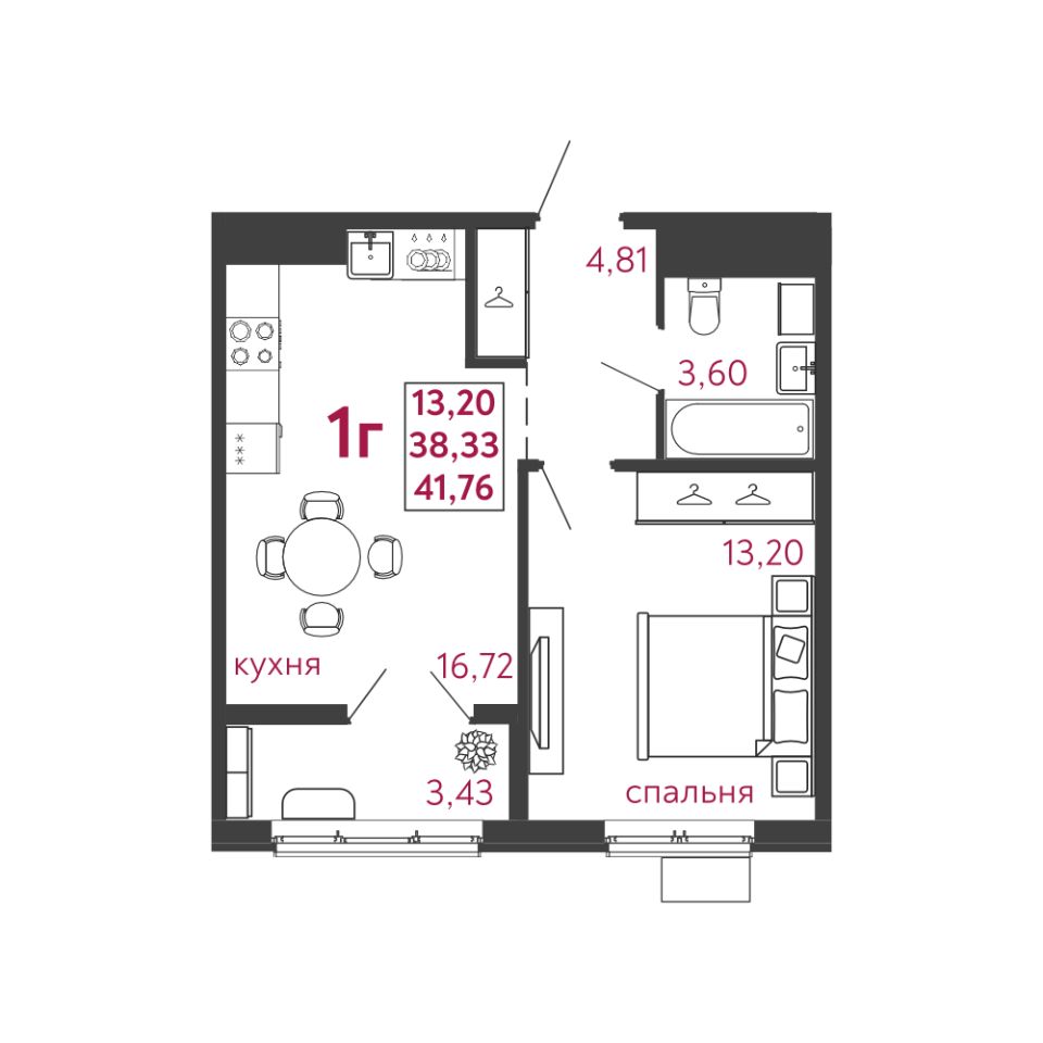 Купить однокомнатную квартиру 41,8м² Пенза, Пензенская область, ГПЗ-24  микрорайон, Новобережье жилой комплекс - база ЦИАН, объявление 300920523