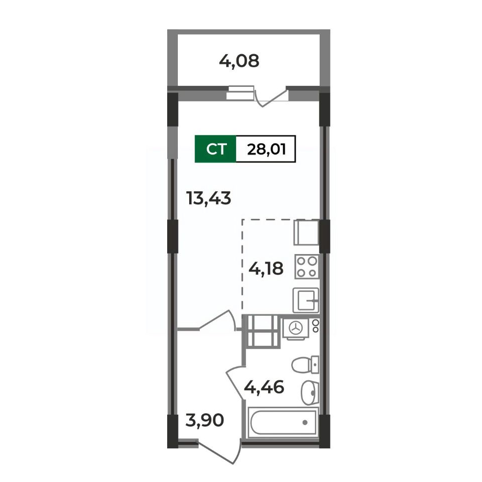 Купить квартиру-студию 28м² Еловая ул., 11, Ковров, Владимирская область,  Ковровский район - база ЦИАН, объявление 292853466