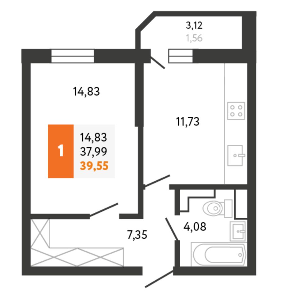 Купить однокомнатную квартиру 39,6м² бул. Платановый, 6, Краснодар,  Краснодарский край, Юбилейный микрорайон - база ЦИАН, объявление 300976317