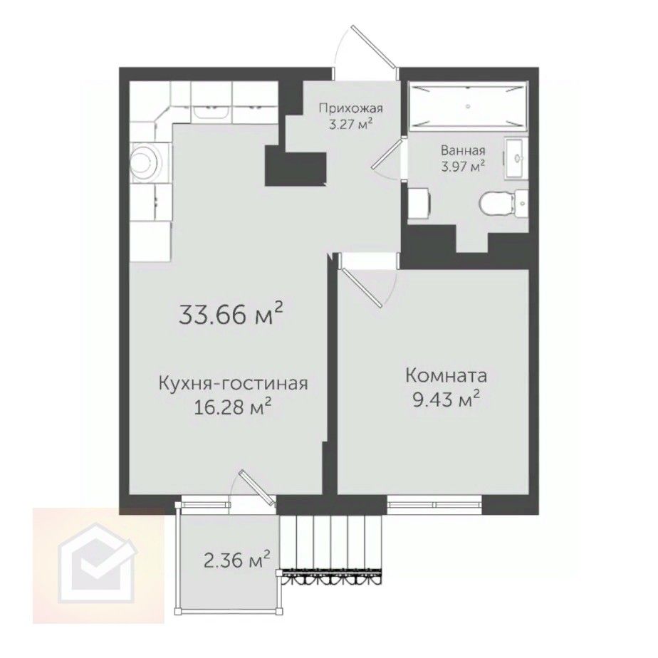 Продажа однокомнатной квартиры 33,7м² ул. 60 лет ВЛКСМ, 31/4, Евпатория,  Крым респ. - база ЦИАН, объявление 301110073