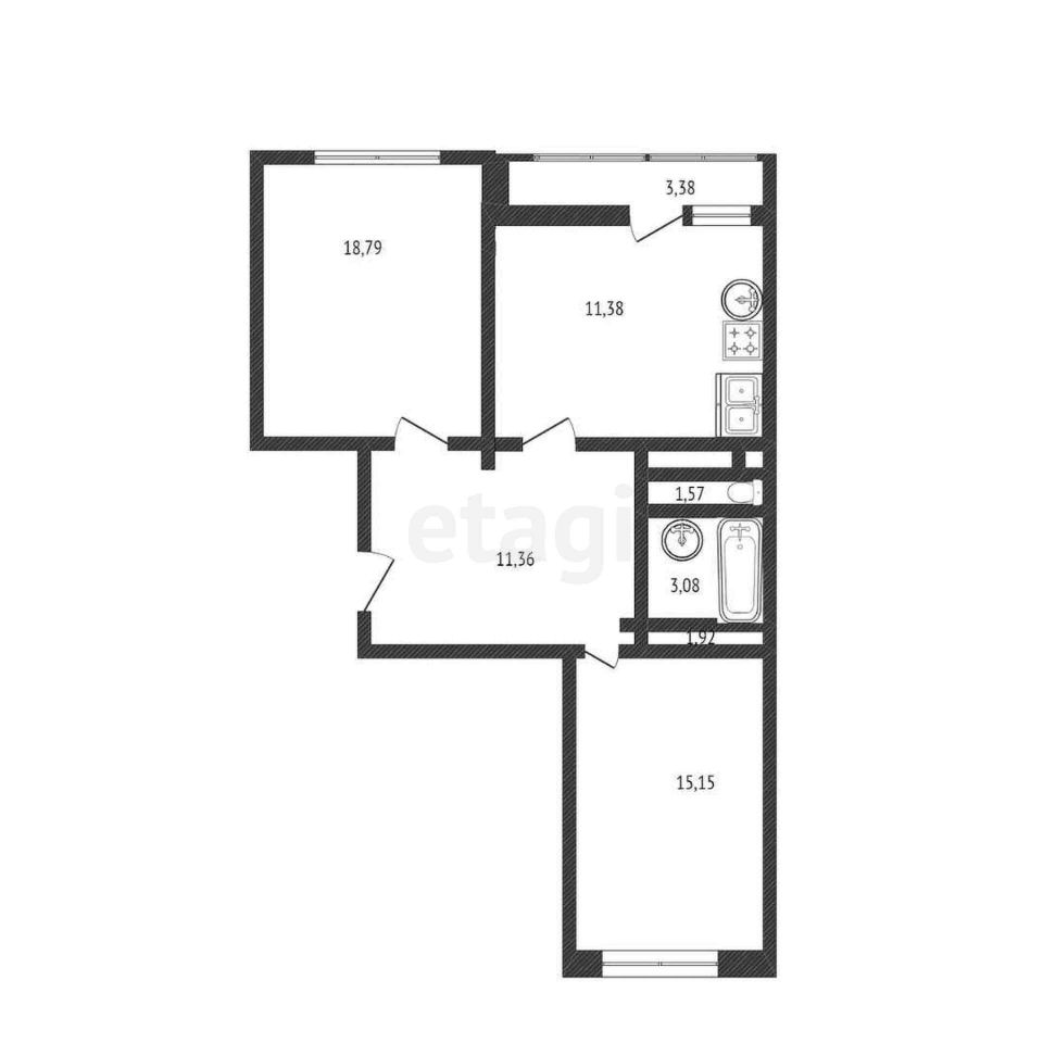 Продажа двухкомнатной квартиры 64,9м² 6-я Радиальная ул., 7/1к1, Москва, м.  Царицыно - база ЦИАН, объявление 301129954