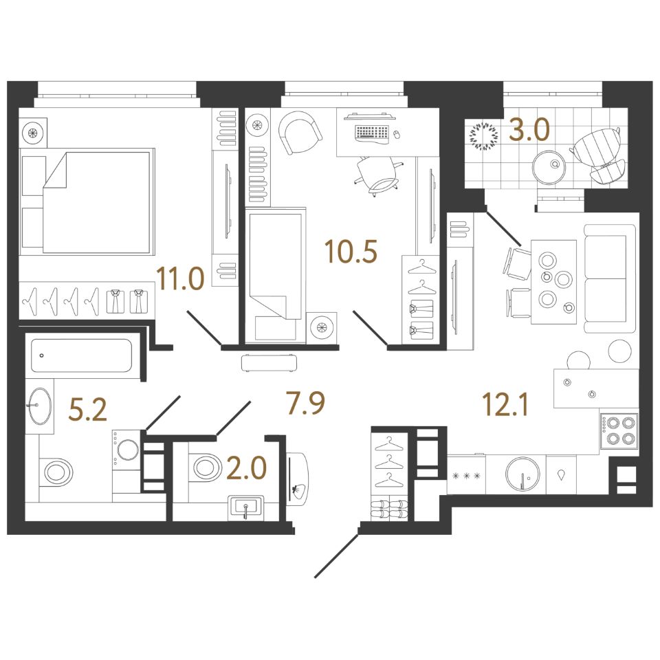 Продается2-комн.квартира,48,7м²