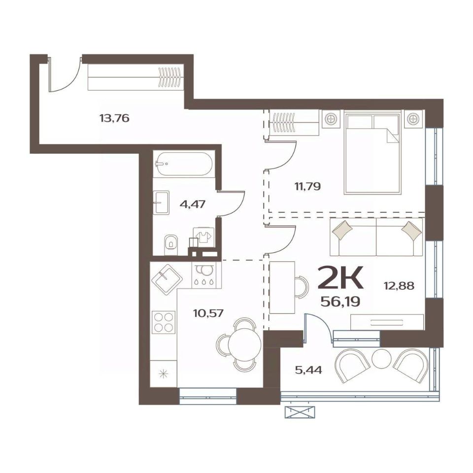 Купить двухкомнатную квартиру 56,2м² ул. Слуцкого, Владивосток, Приморский  край - база ЦИАН, объявление 301163286