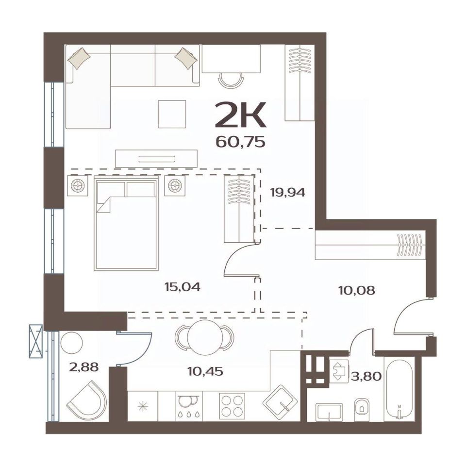 Продажа двухкомнатной квартиры 60,8м² ул. Слуцкого, Владивосток, Приморский  край - база ЦИАН, объявление 301163536