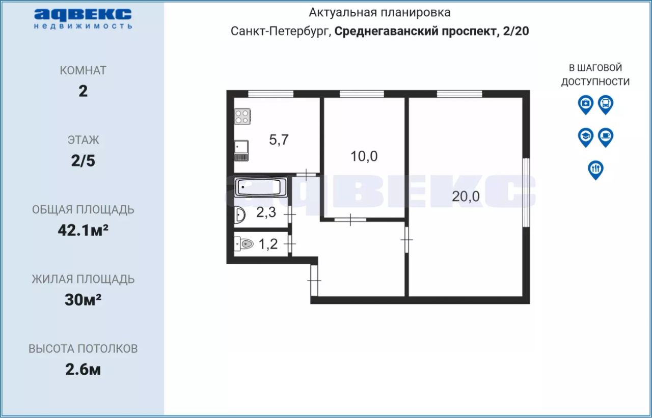 Купить 2-комнатную квартиру на проспекте Среднегаванский в Санкт-Петербурге,  продажа двухкомнатных квартир во вторичке и первичке на Циан. Найдено 1  объявление