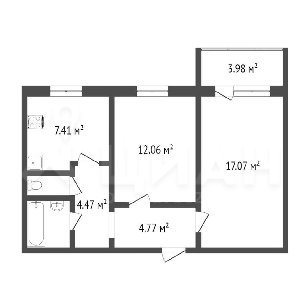 Планировка этой квартиры по данным Циан