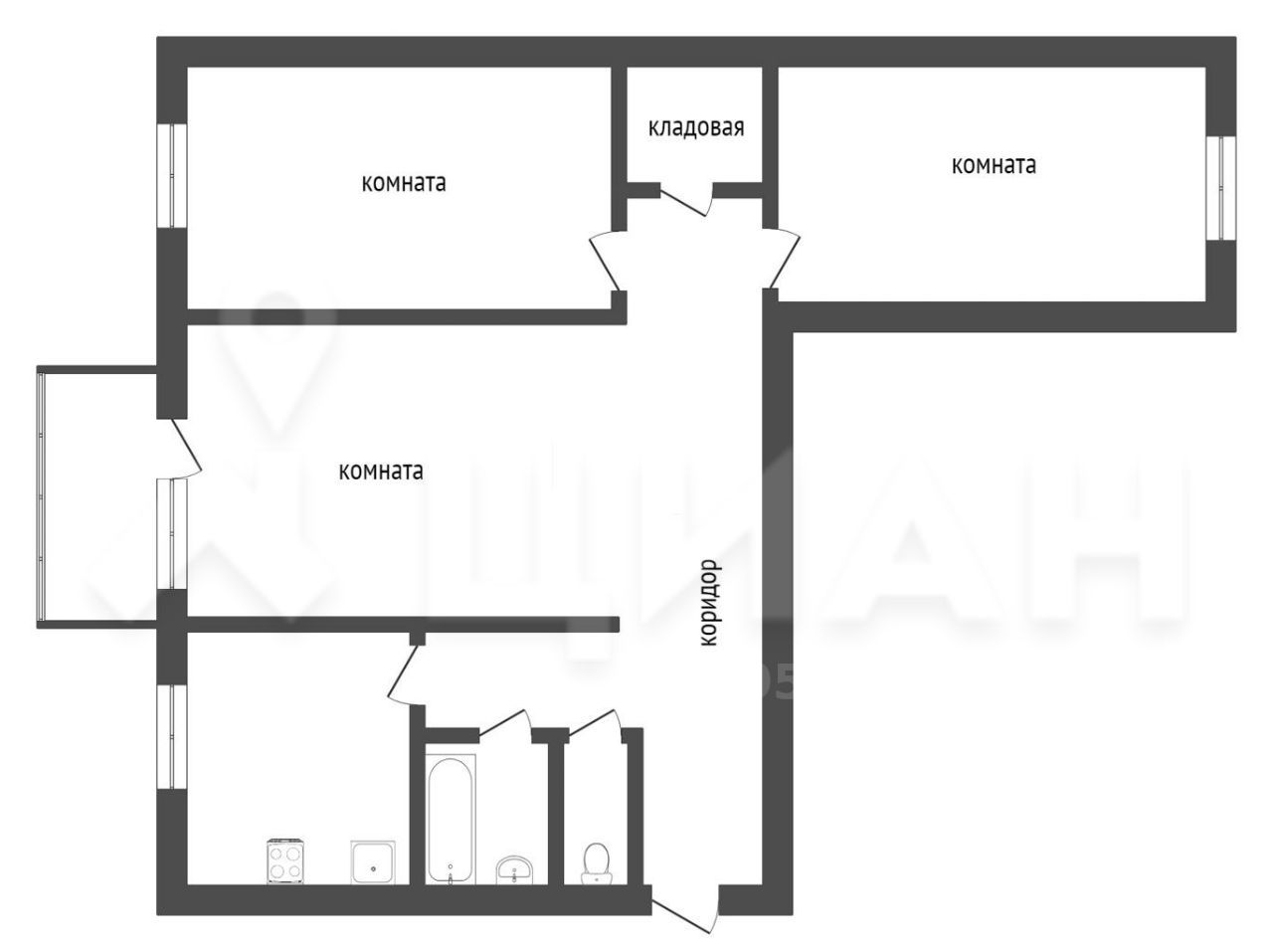 Купить трехкомнатную квартиру 60м² Ключевская ул., 12, Улан-Удэ, Бурятия  респ. - база ЦИАН, объявление 301283565