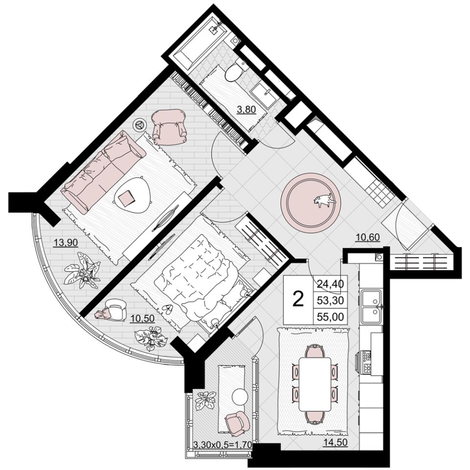 Продажа двухкомнатной квартиры 55м² проезд Межсанаторный, 20К, Анапа,  Краснодарский край, Анапский район - база ЦИАН, объявление 301660375