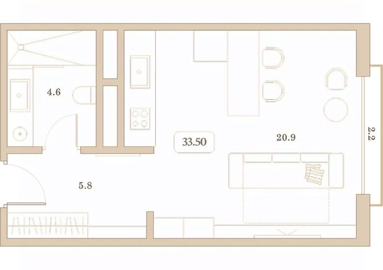 Продается1-комн.квартира,33,5м²