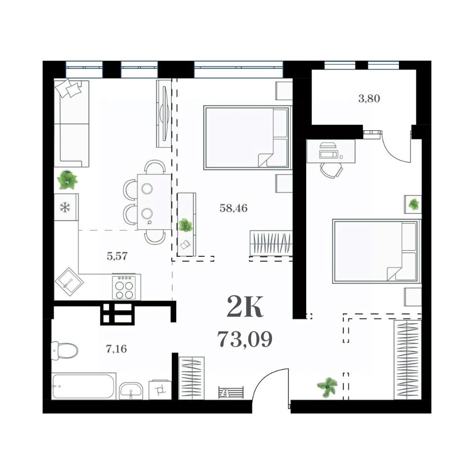 Продажа двухкомнатной квартиры 73,1м² ул. Леонова, 54, Владивосток,  Приморский край - база ЦИАН, объявление 301660552